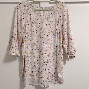 Ann Taylor Loft Mixed Media Floral Blouse 16 Plus
